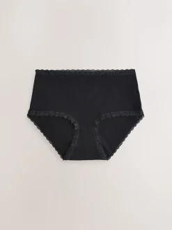 Next Midi Cotton Lace Knickers 4 Pack Black/Cream Sale