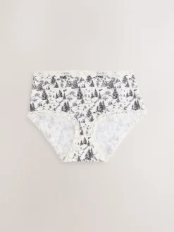 Next Midi Cotton Lace Knickers 4 Pack Black/Cream Sale