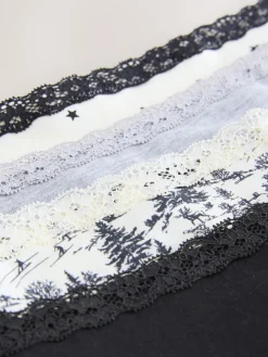 Next Midi Cotton Lace Knickers 4 Pack Black/Cream Sale