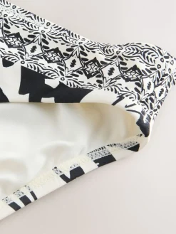 Next Black/Cream Palm High Leg Print Bikini Bottoms Sale