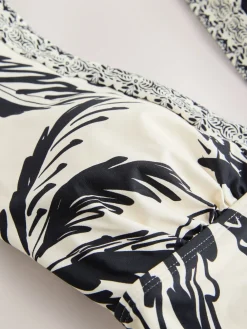 Next Plunge Tummy Control Tankini Top Black/Cream Palm Hot