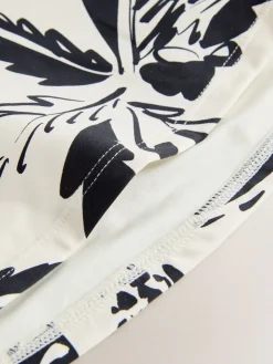 Next Plunge Tummy Control Tankini Top Black/Cream Palm Hot