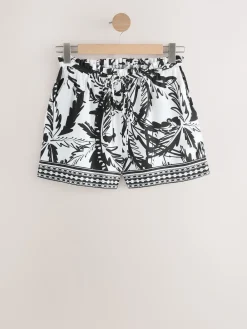 Next Summer Beach Shorts Black/Cream Palm Hot