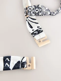 Next Black/Cream Palm Wired Bandeau Bikini Top New