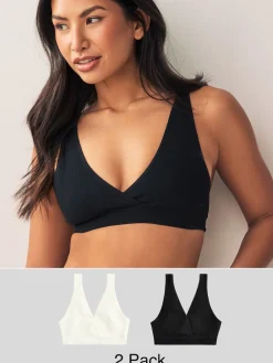 Next Black/Cream Seamless Non Wire Nursing Ultimate Comfort Bras 2 Pack