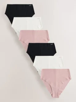 Next Black/Cream/Pink High Waist High Leg Cotton Blend No VPL Knickers 7 Pack Best