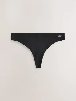 Next Black/Cream/Pink Thong Cotton Blend No VPL Knickers 7 Pack New