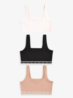 Next 3 Pack Ultimate Comfort Crop Tops Black/Cream/Praline Nude Best