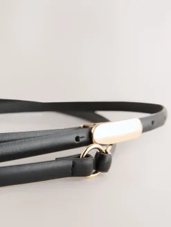 Next Black/Gold Tone Double Wrap PU Belt Discount