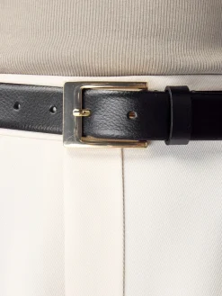 Next N. Premium Made In Italy Leather Belt Black/Gold Tone Best