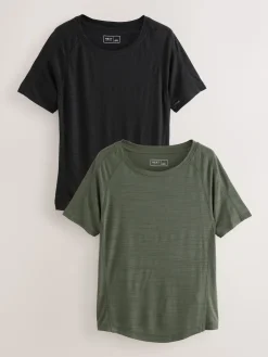 Next Black/Green Active Crew Neck Lightweight Short Sleeve T-Shirts 2 Pack Outlet