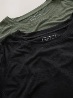 Next Black/Green Active Crew Neck Lightweight Short Sleeve T-Shirts 2 Pack Outlet