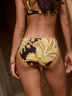 Next Black/Green Paisley High Leg Print Bikini Bottoms