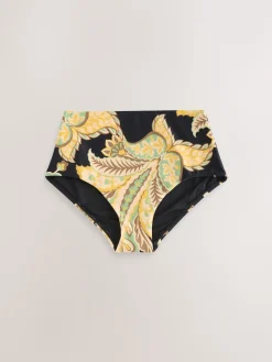 Next Black/Green Paisley High Waist Print Bikini Bottoms Discount