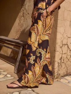 Next Black/Green Wide Leg Summer Trouser Best