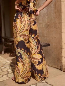 Next Black/Green Wide Leg Summer Trouser Best