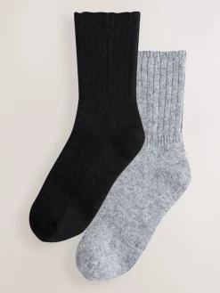 Next Containing Merino Wool Ankle Socks 2 Pack Black/Grey