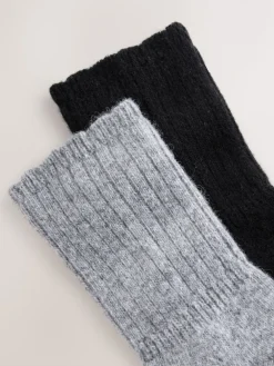 Next Containing Merino Wool Ankle Socks 2 Pack Black/Grey
