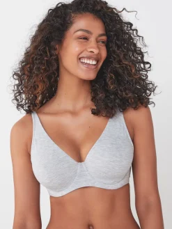 Next Non Pad Full Cup DD+ Cotton Blend Ultimate Comfort Bras 3 Pack Black/Grey Marl/White Hot