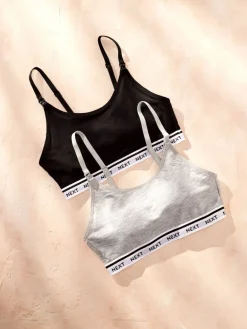 Next Maternity Nursing Crop Ultimate Comfort Tops 2 Pack Black/Grey Online