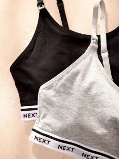 Next Maternity Nursing Crop Ultimate Comfort Tops 2 Pack Black/Grey Online