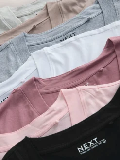 Next Black/Grey/Pink Cap Sleeve T-Shirts 7 Pack