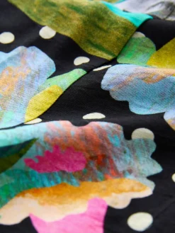 Next Printed Long Sleeve Shirt Dress Black/Multi Floral New