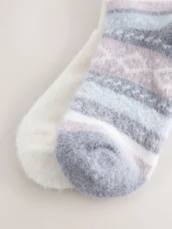 Next Black/Pastel Fairisle Superhairy Cosy Socks 2 Pack Online