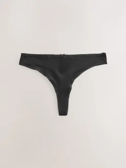 Next Black/Pastel Rose Nude/White Thong Cotton Rich Knickers 5 Pack Hot