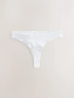 Next Black/Pastel Rose Nude/White Thong Cotton Rich Knickers 5 Pack Hot