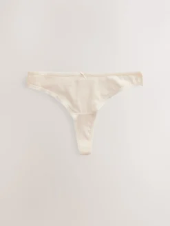 Next Black/Pastel Rose Nude/White Thong Cotton Rich Knickers 5 Pack Hot