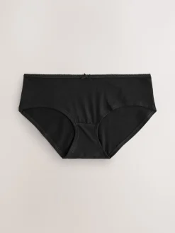 Next Short Cotton Rich Knickers 5 Pack Black/Pastel Rose Nude/White New