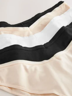 Next Extra High Leg Cotton Rich Knickers 5 Pack Black/Pastel Rose Nude/White Sale