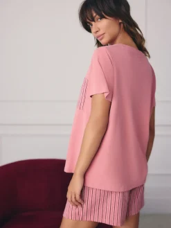 Next Short Set Pyjamas 2 Pack Black/Pink Stripe