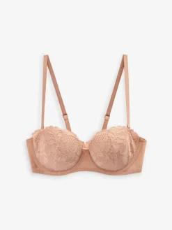 Next Black/Praline Nude A-E Lace Light Pad Strapless Multiway Bras 2 Pack Best