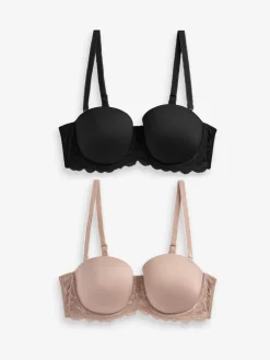 Next A-E Light Pad Strapless Multiway Bras 2 Pack Black/Praline Nude Sale