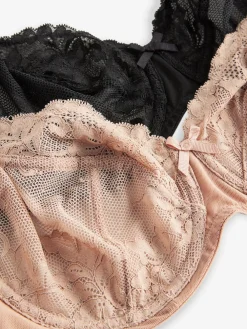 Next Non Pad Balcony DD+ Lace Bras 2 Pack Black/Praline Nude Best