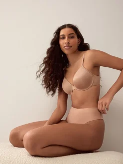 Next High Waisted Thong No VPL Comfort Knickers 3 Pack Black/Praline Nude/Chocolate Nude Outlet