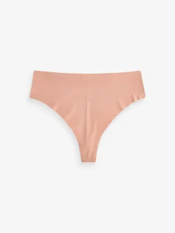 Next High Waisted Thong No VPL Comfort Knickers 3 Pack Black/Praline Nude/Chocolate Nude Outlet