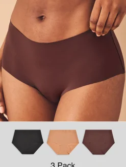 Next Midi No VPL Comfort Knickers 3 Pack Black/Praline Nude/Chocolate Nude Online
