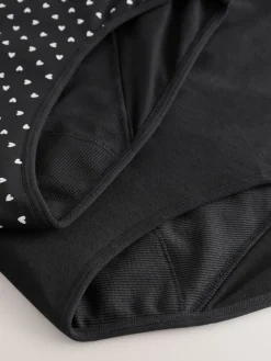 Next Full Brief Heavy Flow Period Knickers 2 Pack Black/Red Heart