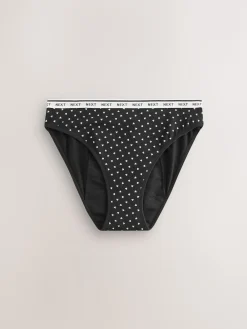 Next High Leg Heavy Flow Period Knickers 2 Pack Black/Red Heart Sale