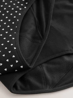 Next High Leg Heavy Flow Period Knickers 2 Pack Black/Red Heart Sale