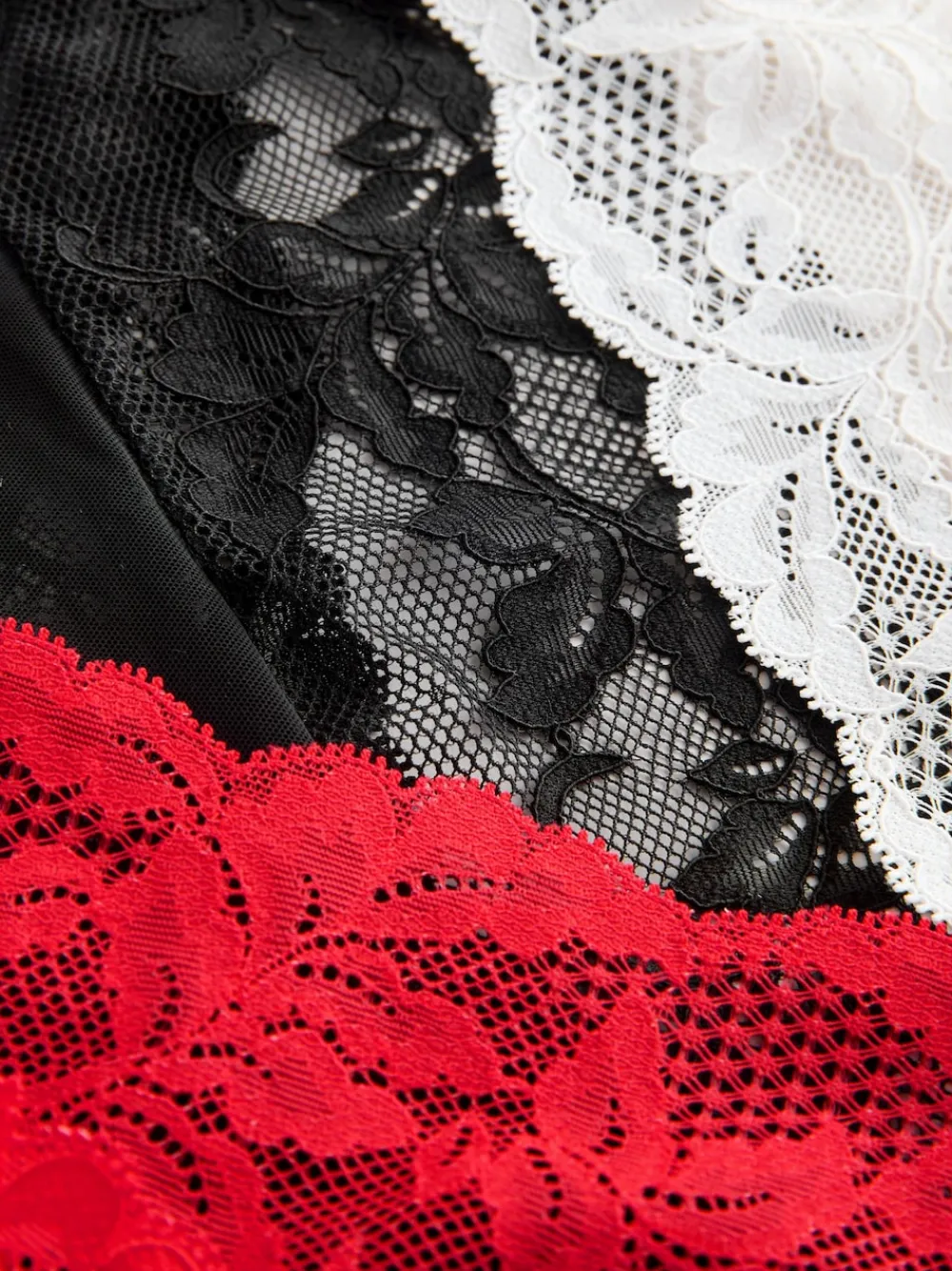 Next Lace Knickers 3 Pack Black/Red/Cream Discount