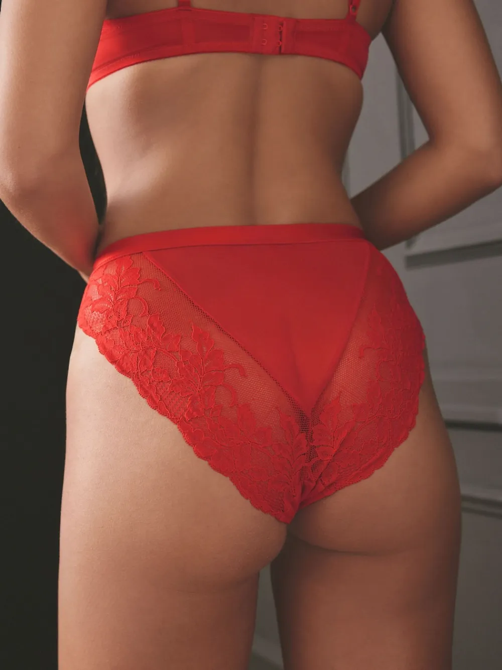 Next Lace Knickers 3 Pack Black/Red/Cream Discount