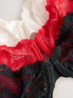 Next Non Pad Full Cup Lace Bras 3 Pack Black/Red/Cream Hot