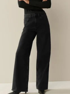 Next Wide Leg Jeans 2 Pack Black/Rinse Blue Clearance