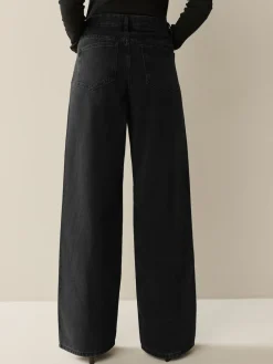 Next Wide Leg Jeans 2 Pack Black/Rinse Blue Clearance