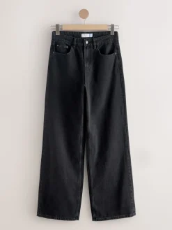 Next Wide Leg Jeans 2 Pack Black/Rinse Blue Clearance
