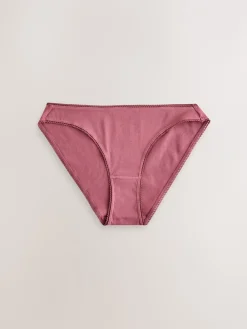 Next High Rise High Leg Cotton Rib Knickers 3 Pack Black/Rose/Olive Discount